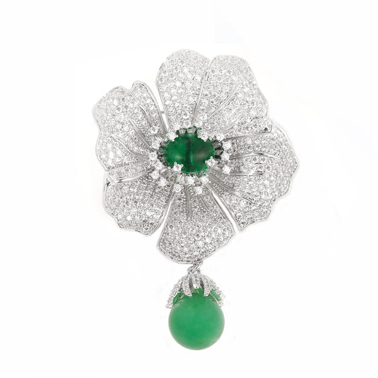 AILONMEI Silver Holiday Luxury Brooches for Women Fashion Large Camellia Brooch Pins Christmas Gift (Camellia, Silver)