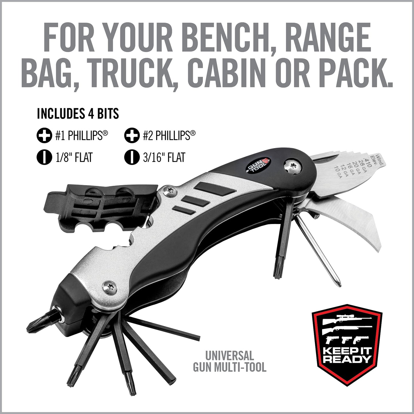 Real Avid Gun Tool - 18 in 1 Gunsmithing Shotgun & Rifle Multitool - Bit Driver, Torq Bits, Choke Tube Wrench, Allen Wrench, Scope & Punch Tool