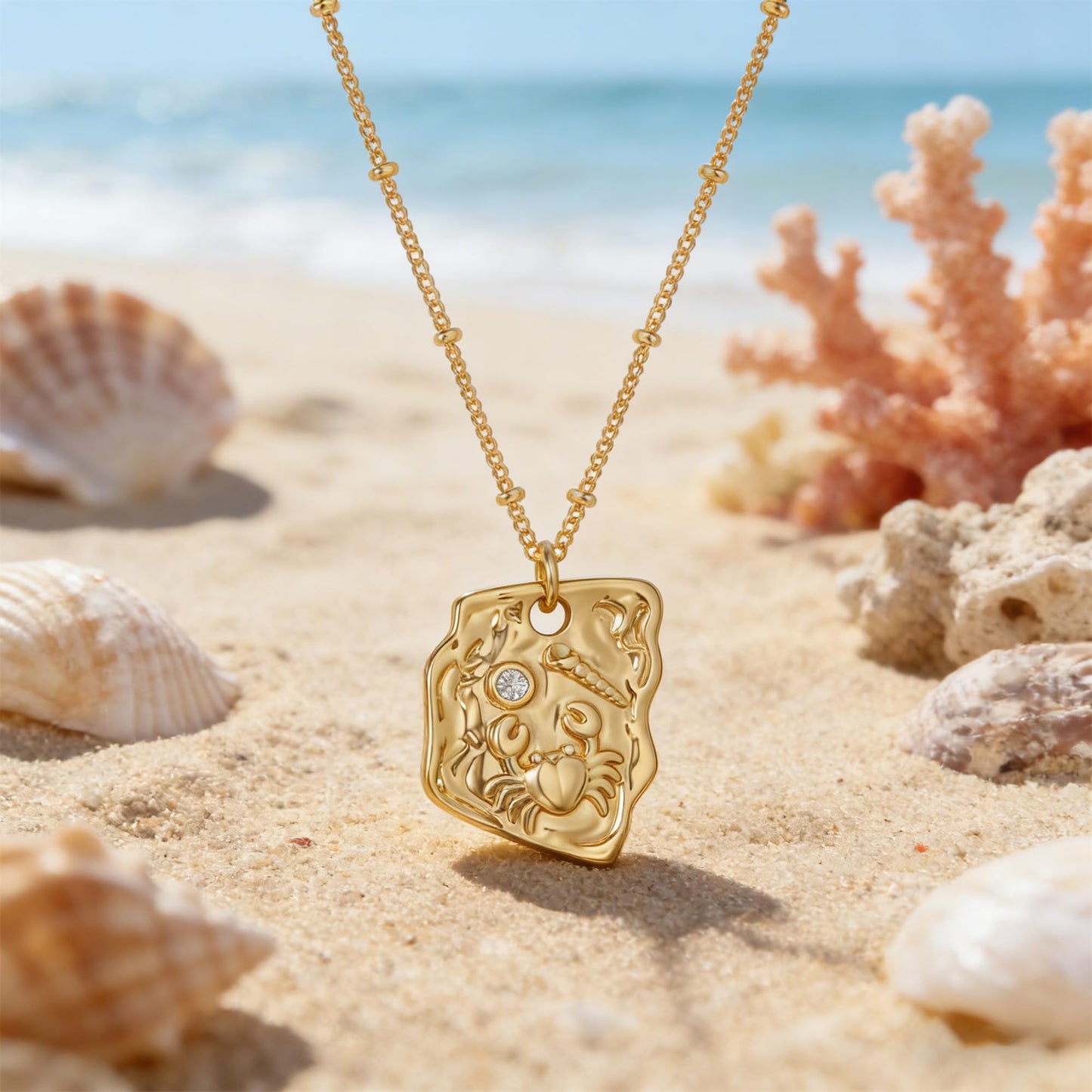 MEVECCO Dainty Gold Crab Pendent Necklace for Women 18K Gold Plated Beach Cute Crab Necklace Boho Handmade Ocean jewelry