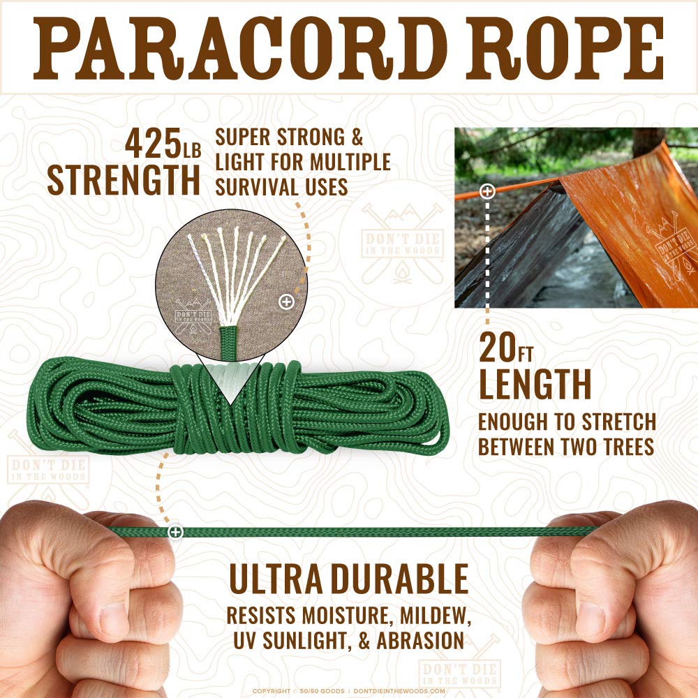 Don't Die In The Woods - Survival Tent - Made with Extra-Thick Space Blanket Thermal Mylar - Emergency Shelter Tube Tent - One of The 10 Essentials for Hiking, Camping, First Aid Kits (Green)