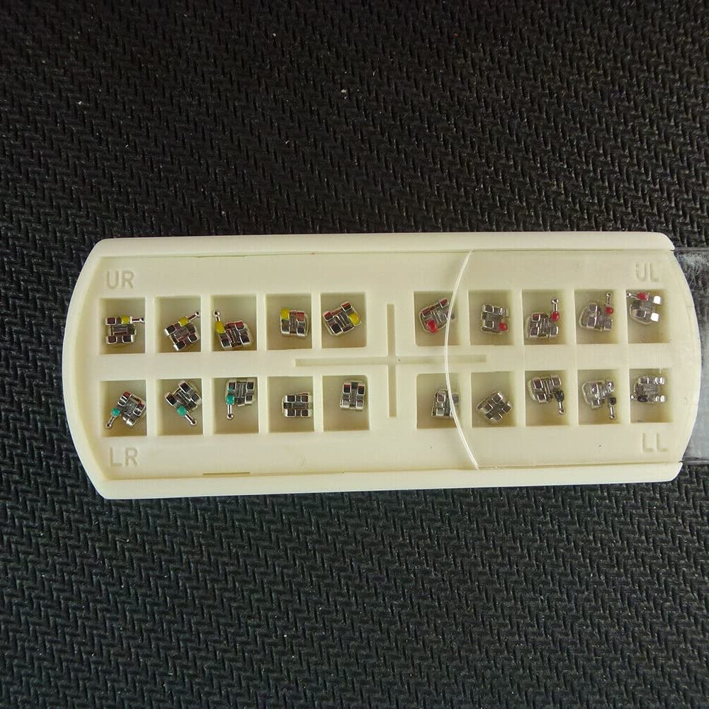 SNAWOP Dental Orthodontic Brackets Mini Metal Tooth Braces Roth/MBT(5 Packs MBT 022 3-4-5 with Hooks)