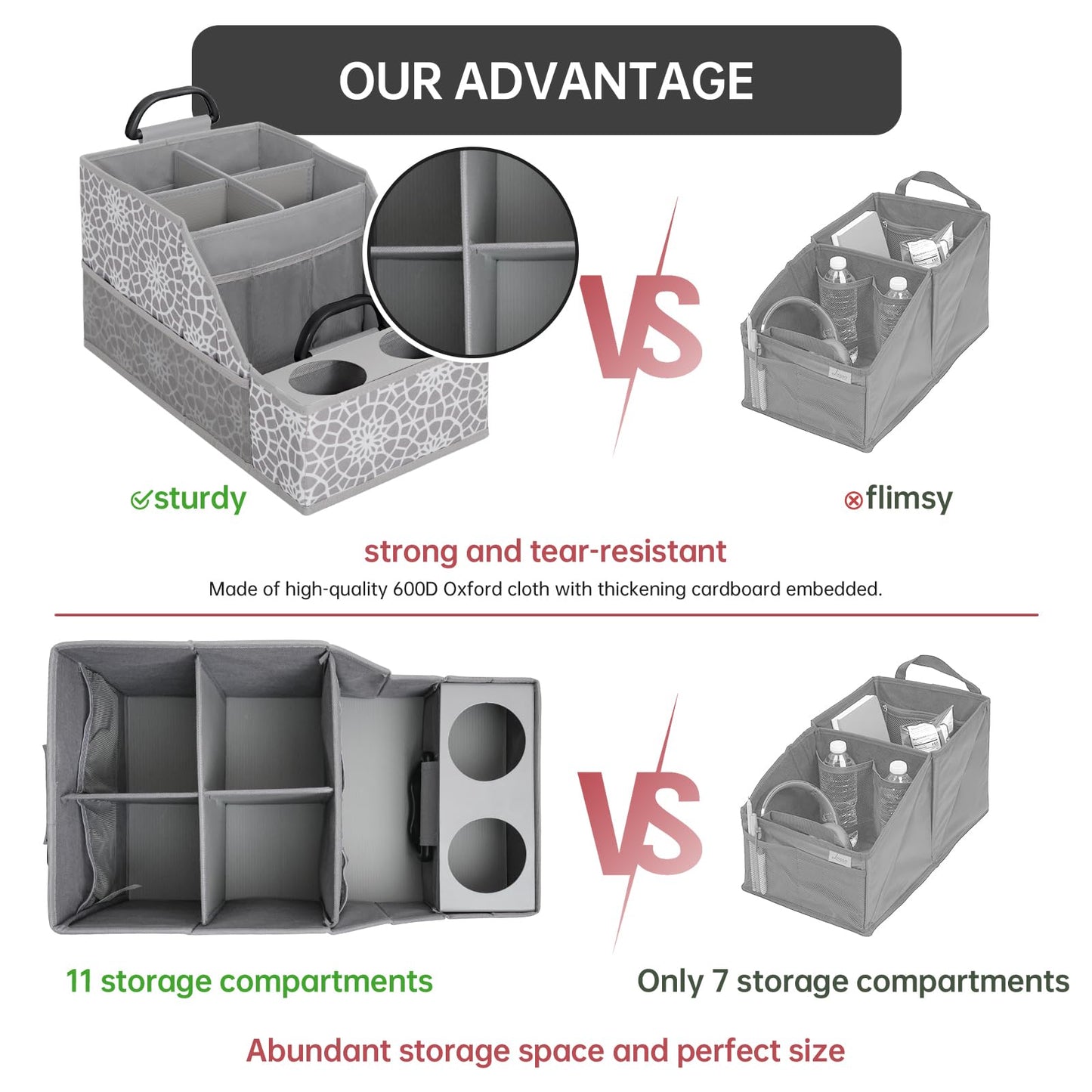 MULISOFT Car Seat Organizer- Backseat Car Organizer with 12 Storages Compartments and 2 Cup Holders, Organizers and Storage, Front Seat for Travel Kids,Gray