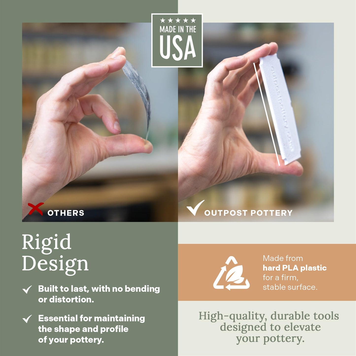 OUTPOST POTTERY Profile Ribs - Precision Pottery Rib Tools Made W/Durable PLA for Consistent Shapes, Floating Designs & Accurate Craft - Texture & Trimming Tools (Angular Bundle)