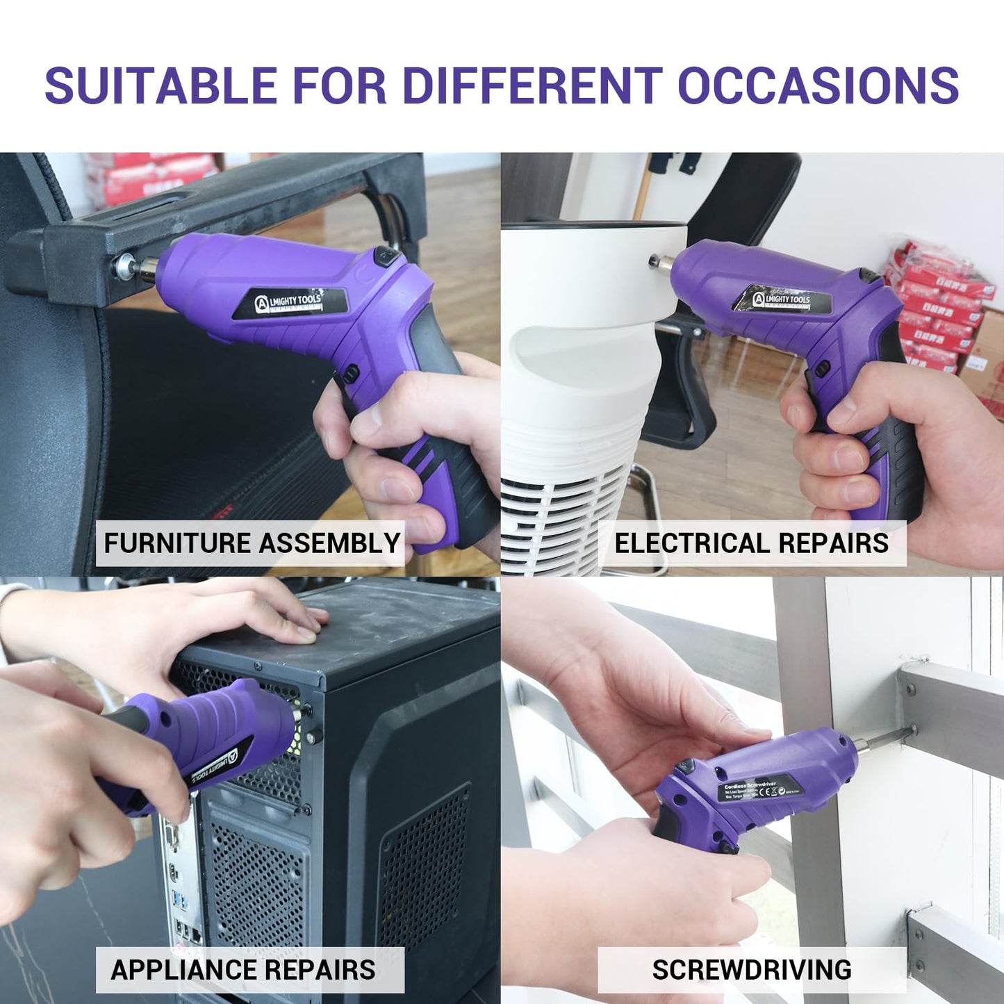 Electric Screwdriver Cordless, 3.6V Cordless Screwdriver Rechargeable, 47Pcs Small Power Screwdriver Set with Pivoting Handle and LED Light, 3Nm Battery Screw Gun for DIY Enthusiasts