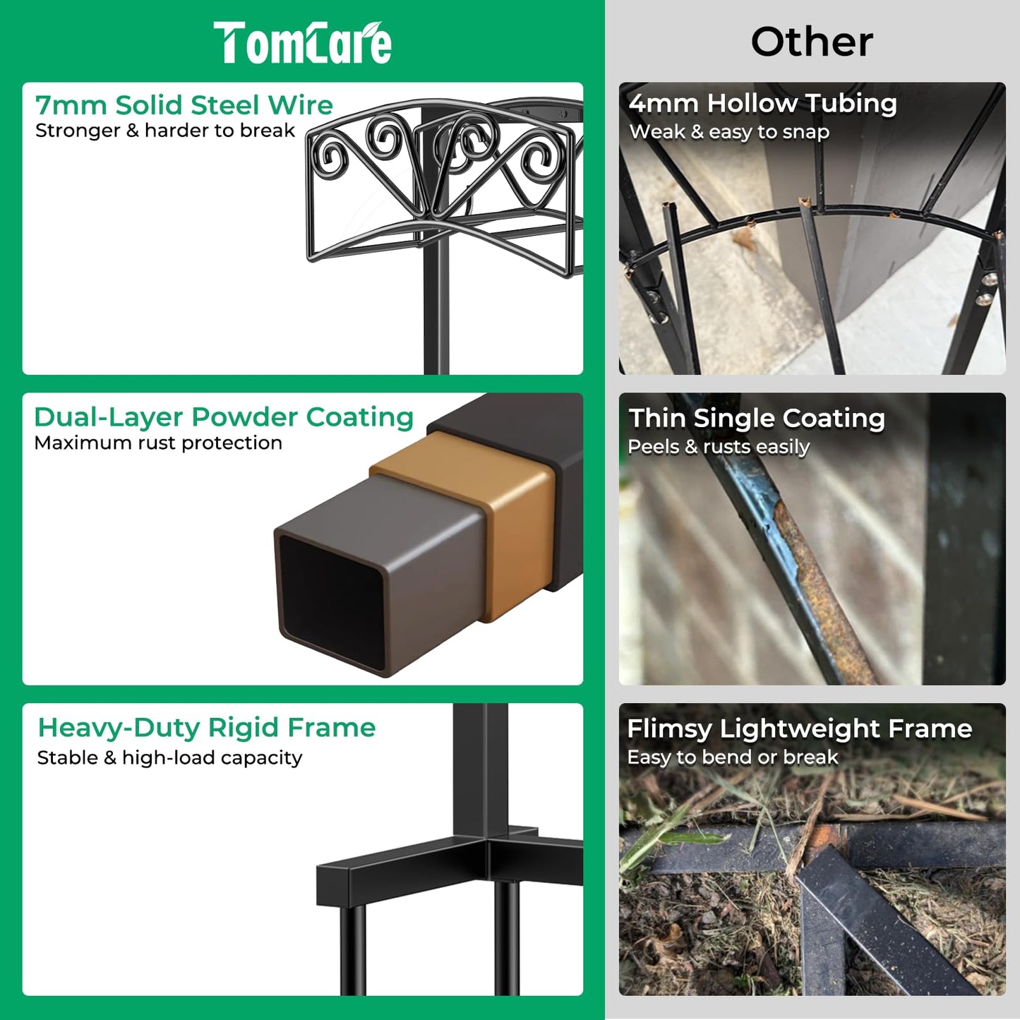 TomCare Garden Hose Holder Upgraded Heavy Duty Metal Water Hose Holder Holds 160 FT Hoses Sturdy Hose Reel Freestanding Outdoor Hoses Storage Hanger for Outside Yard Lawn