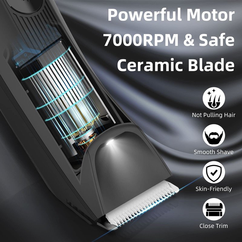 INVJOY Manscape Body & Pubic Hair Trimmer for Men w/Light - No Nick, No Cut, Balls Trimmer - No Razor Burn Groin, Body Groomer Shaver, IPX7 Waterproof Electric Razor w/Recharge Dock, Gift for Men Dad