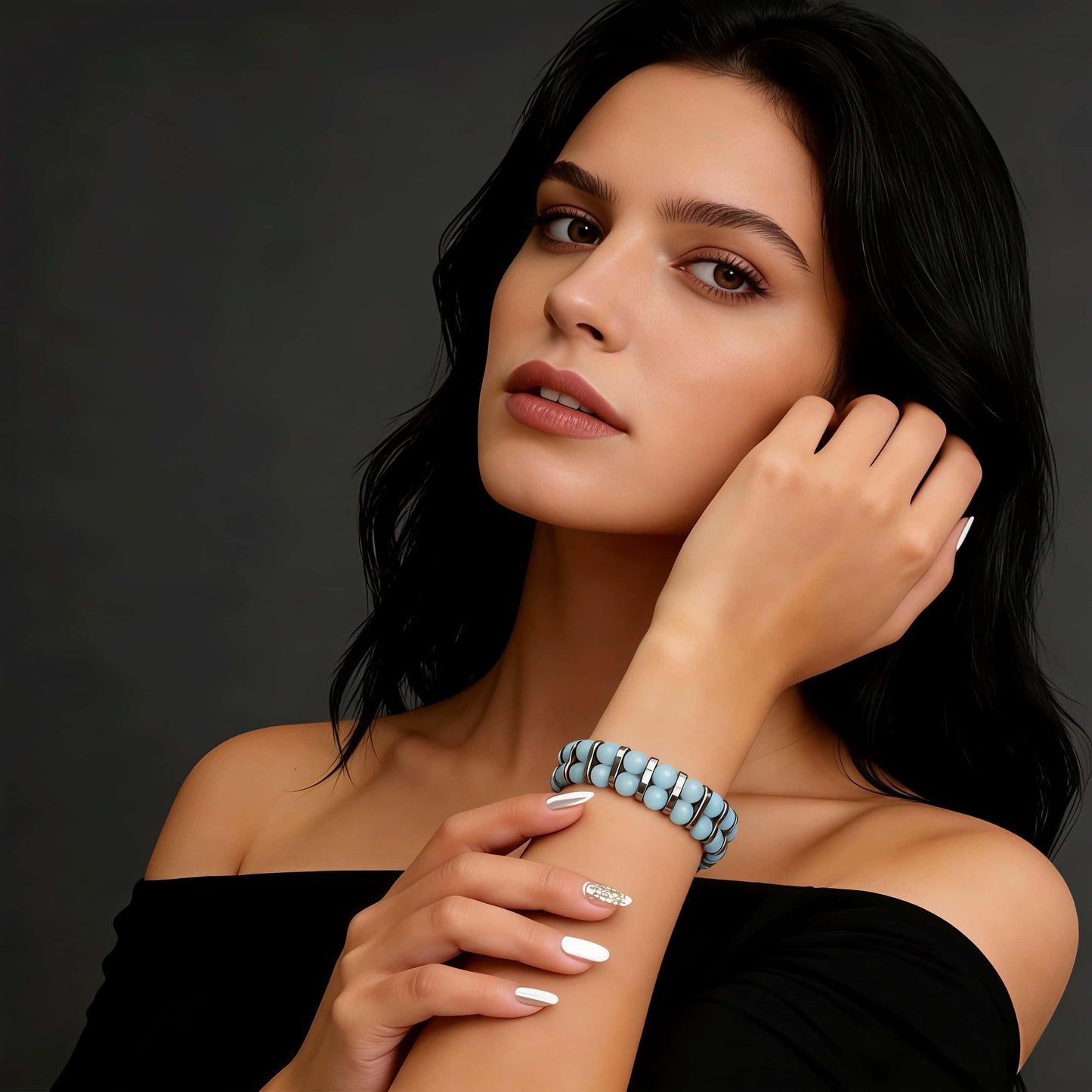 MAIYIDACK Double Row Amazonite Hematite Energy Art Jewelry, 3-in-1 Triple Protection Bracelet for Courage & Communication, Spiritual Men & Women, Reiki Healing Gift (Amazonite)