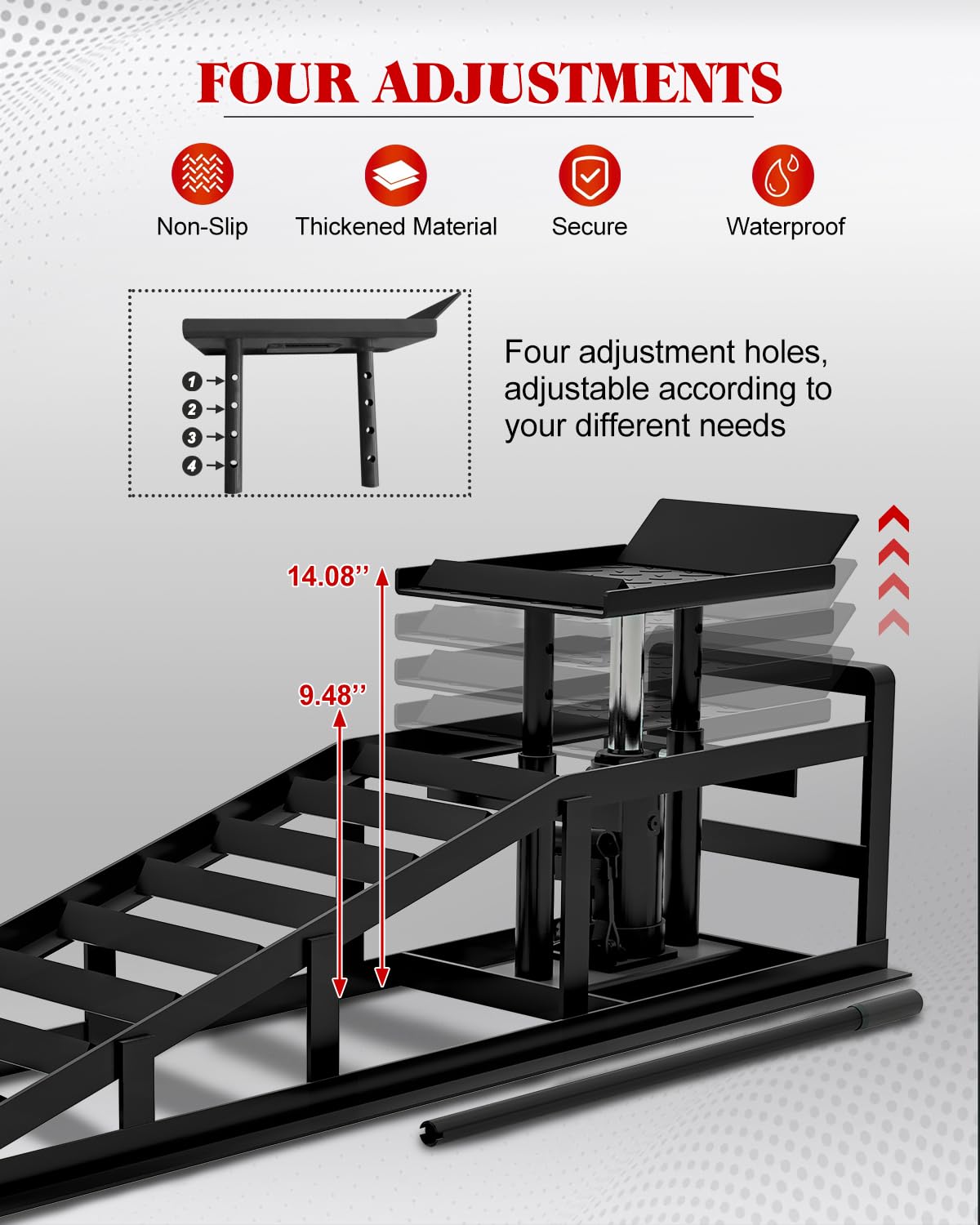 Hydraulic Car Ramps 5 T 11000 LBS, 2 Pack Heavy Duty Steel Car Ramps Lift Height 11.61 in-16.21 in, Low Profile Car Lift Service Ramps Truck Trailer Garage