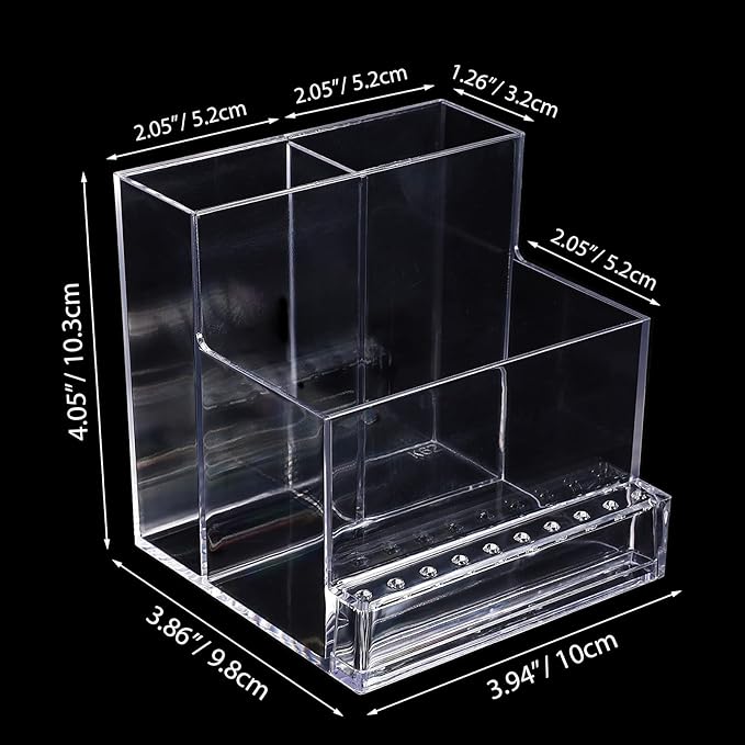 Noverlife 10 Holes Mini Nail Drill Machine & Bits Storage Box, Transparent Nail Drill Grinding Bit Organizer, Plastic Nail Drill Tool Displayer Holder Case (Not Included Nail Drill Machine & Bit)