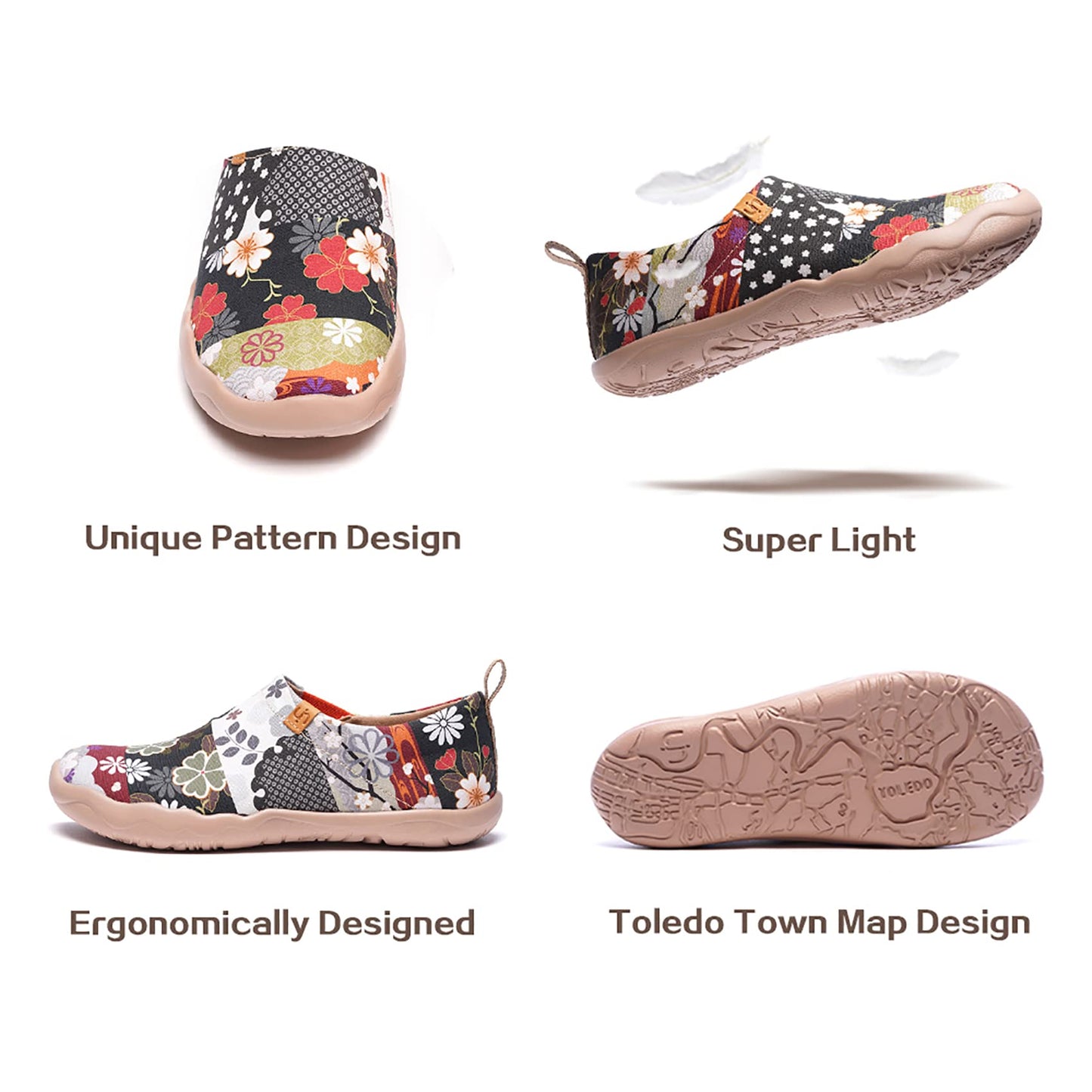 UIN Women's Casual Loafers Travel Painted Walking Slip On Lightweight Comfortable Canvas Fashion Sneakers Hana (40)