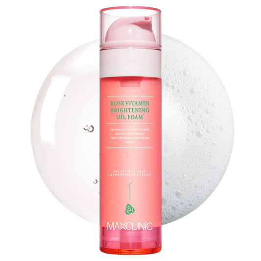 [K-Beauty] Rose Vitamin Revitalizing Oil to Foam - All-in-One Korean Face Wash Oil-Based Foaming Facial Cleanser - Pore Minimizing & Blackhead Remover - Makeup Cleansing for All Skin Types 3.88 fl oz
