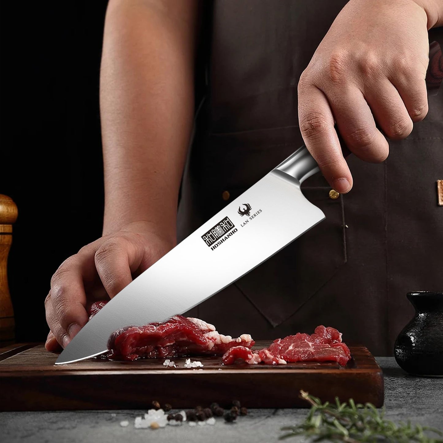 HOSHANHO 3-Piece Kitchen Knife Set, Ultra Sharp Chef/Santoku/Paring Knives,Professional High Carbon Steel Knives with Ergonomic Handle, Ideal Cooking Gift Set