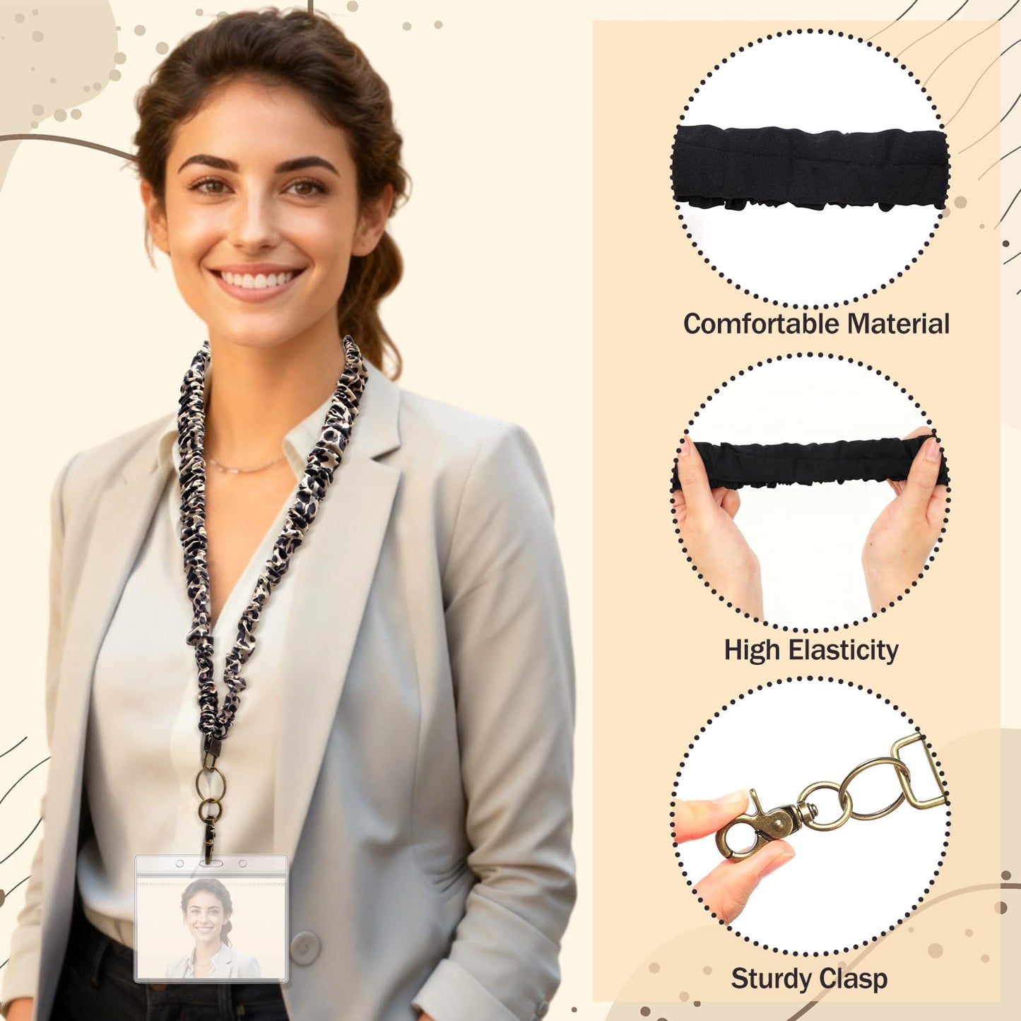 YooNotee 12 Sets Teacher Gifts Scrunchie Lanyard Bulk with 12 ID Card Holders, Neck Wrist Satin Lanyard for ID Badges Keys, Clip Closure Keychain for Teacher Nurse Office Staff Thank You Gift