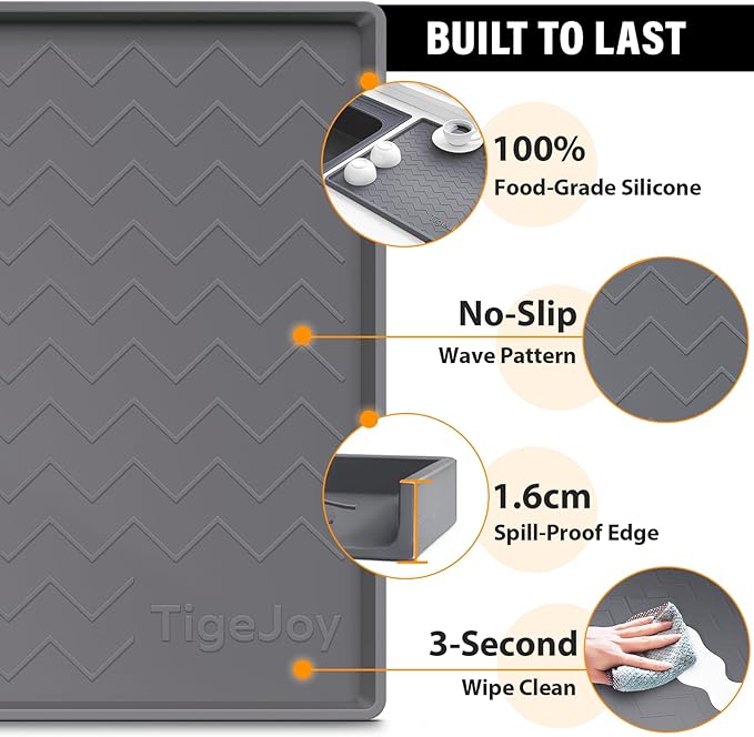 TigeJoy 28" x 22" Under Sink Mats for Kitchen Waterproof