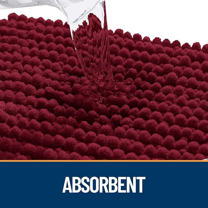 OLANLY Dog Door Mat for Muddy Paws 47x20, Ultra Absorbent Chenille Mud Doormat, Non-Slip Washable and Dirt Trapping Doormat for Indoor Entryway, Quick-Dry Indoor Pet Bed Mats for Dogs, Burgundy