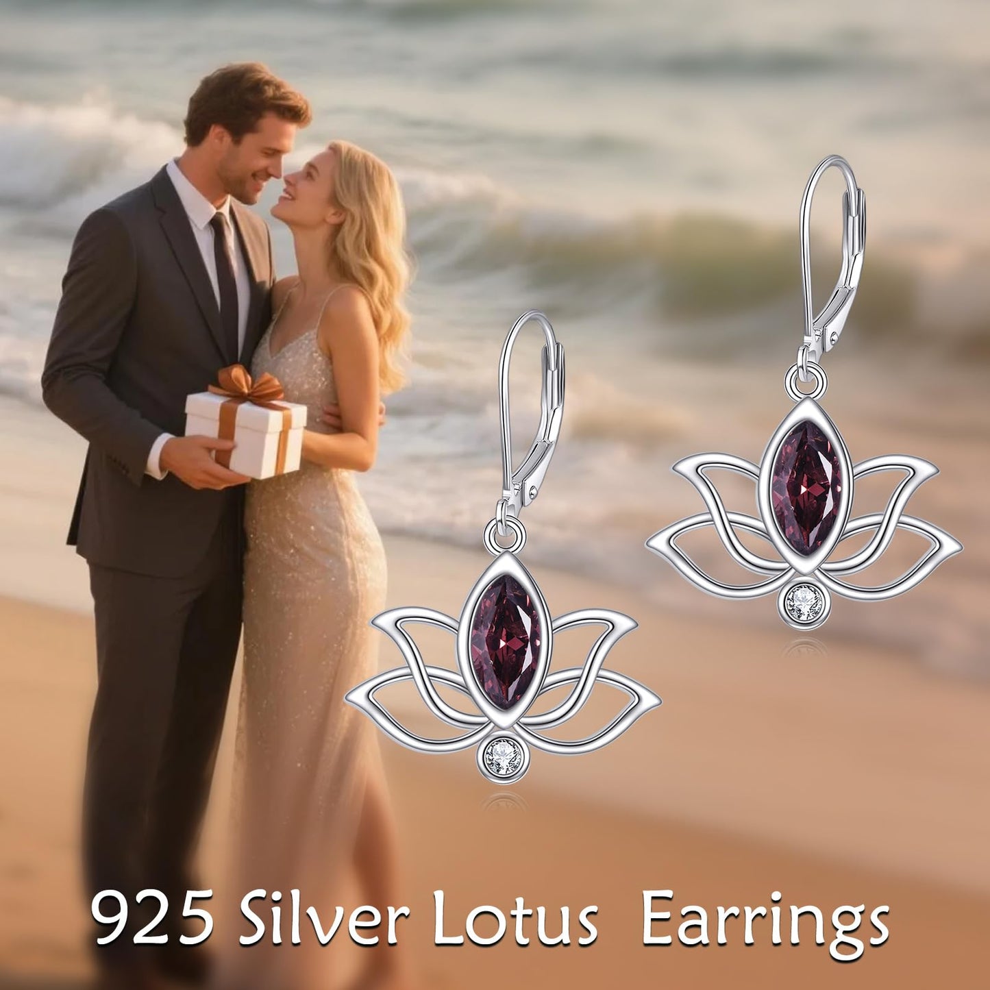 YFN Lotus Flower Earrings Sterling Silver Birthstone Lotus Leverback Dangle Drop Earrings Jewelry Gifts for Women (J. Oct)