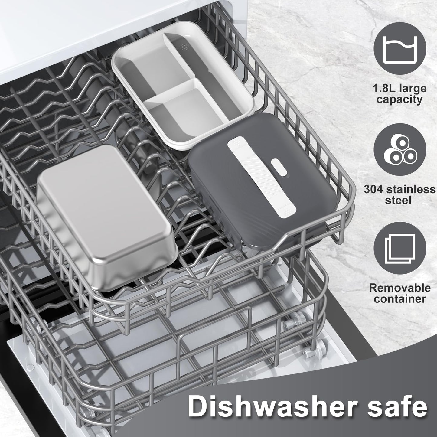 Electric Heated Lunch Box for Car Truck Home 1.8L 100W Portable Food Warmer with 12V/24V/110V/220V Hot Meal for Work Travel Jobsite Camping Christmas Gifts White Elephant Gifts for Adults/Men/Woman