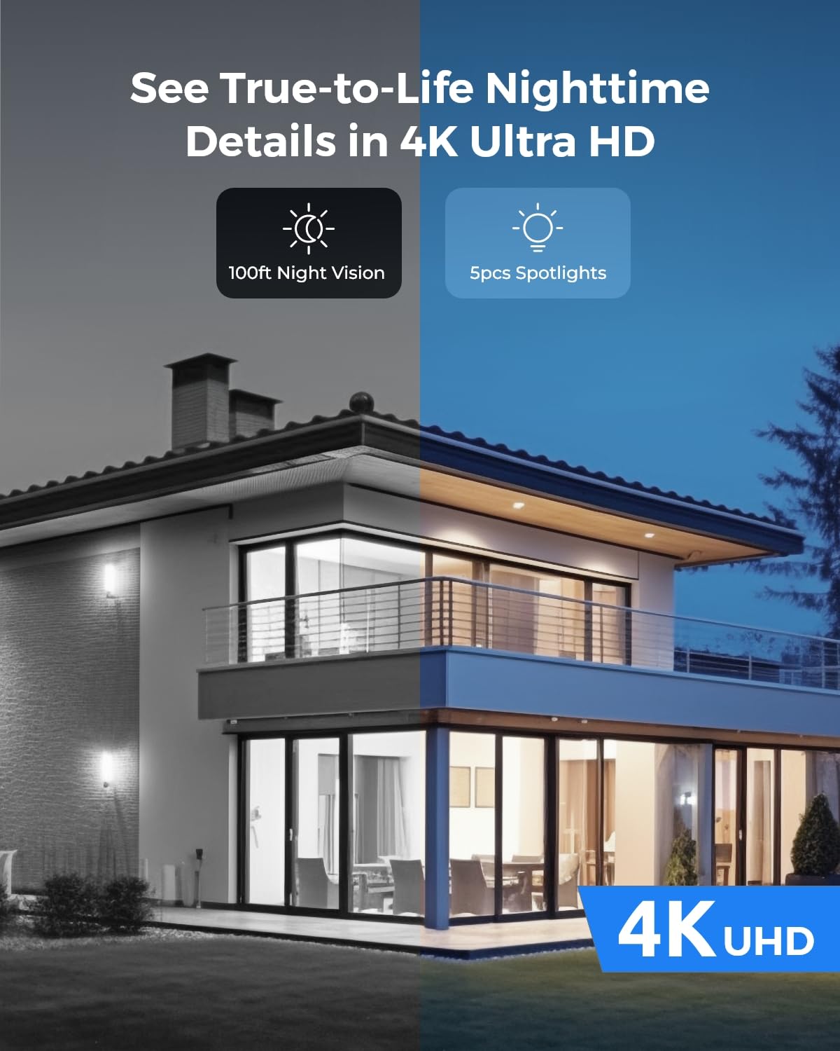 REOLINK 8CH 4K Home Security Camera System, 4pcs 5X Optical Zoom Wired PoE Security Cameras Outdoor, Spotlights for Color Night Vision, 8CH NVR 2TB HDD, Smart AI Detection, 2-Way Talk, RLK8-811B4