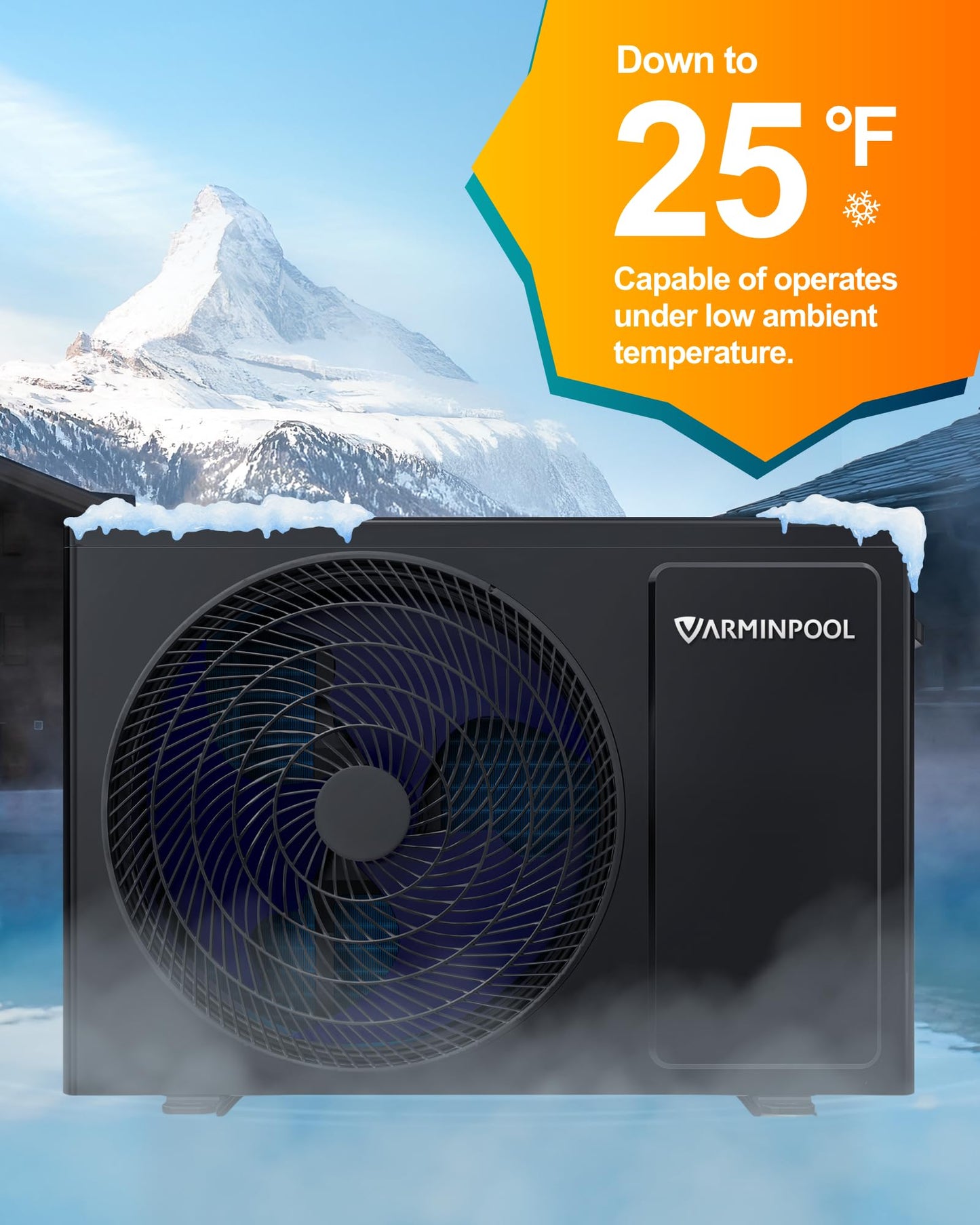 VARMINPOOL Smart Pool Heat Pump with WiFi Remote Control for 7000 Gals In and Above Ground Pool, 27000 BTU Electric Pool Heater, No Gas, 120V, Titanium Heat Exchanger