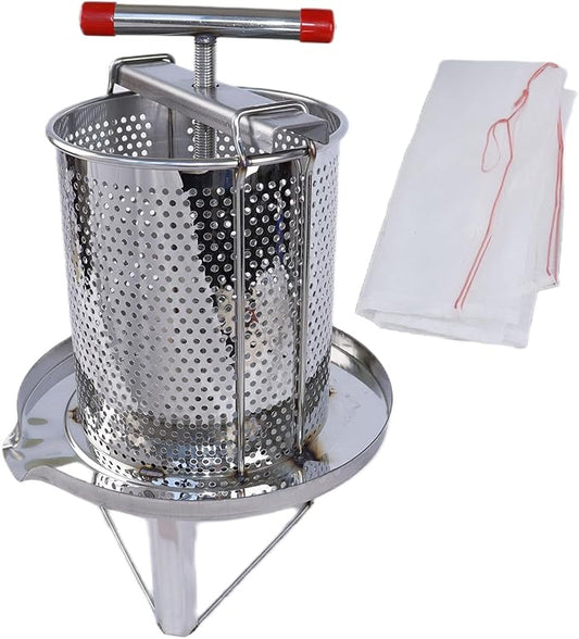 Mesh Honey Press Machine Presser Beeswax Extractor Fruit Honey Presser Honey Extractor Stainless Steel Mesh Honey Extractor for Home Beekeeping, Efficient Separation of Beeswax and Honey