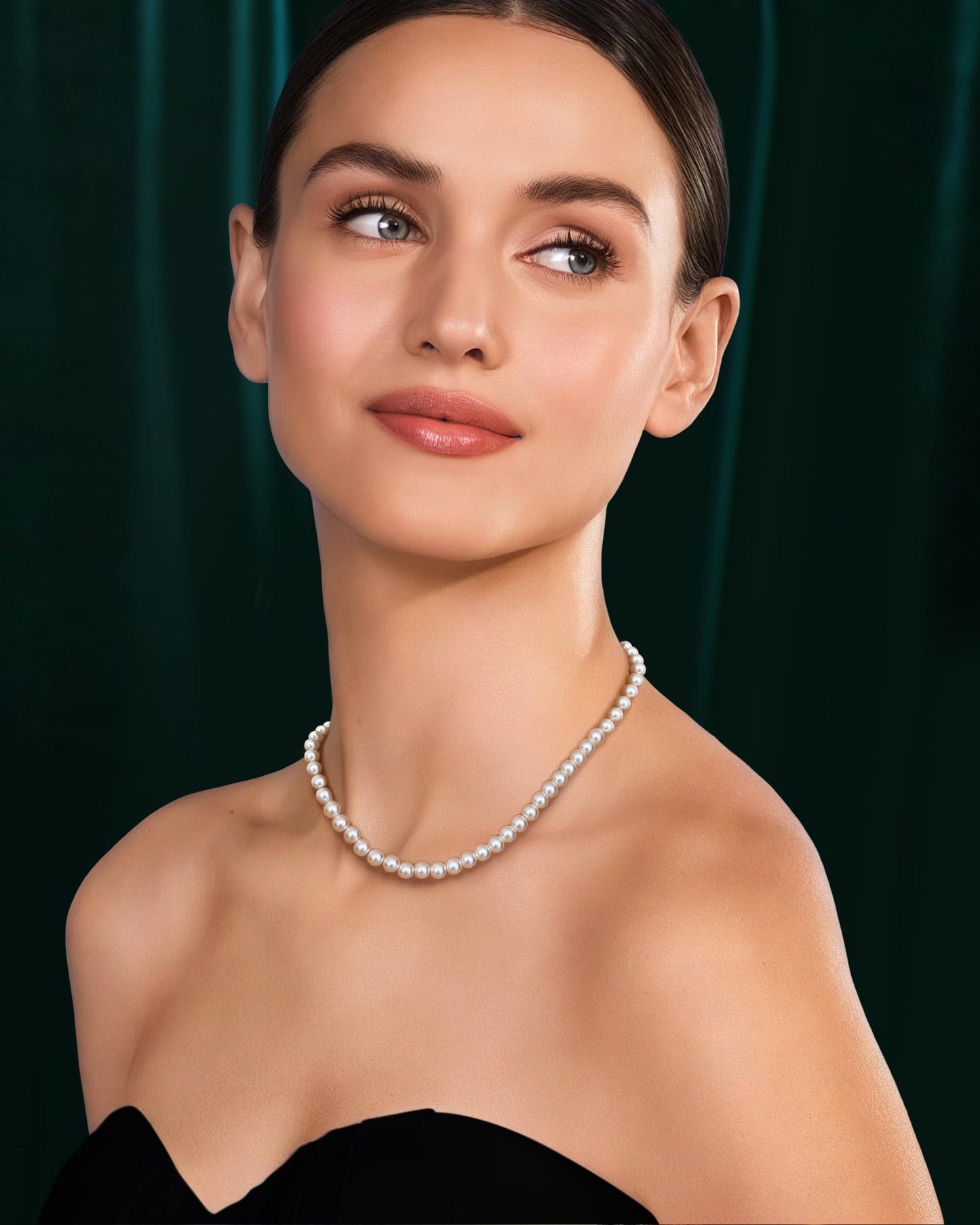 TEN MIRO Imitation Pearl Necklaces for Women, Dainty White imitation pearl Choker 6MM Round Imitation Pearls Necklace with Adjustable Extender Bridesmaid Necklaces for Wedding Prom Pearl Jewelry Gifts