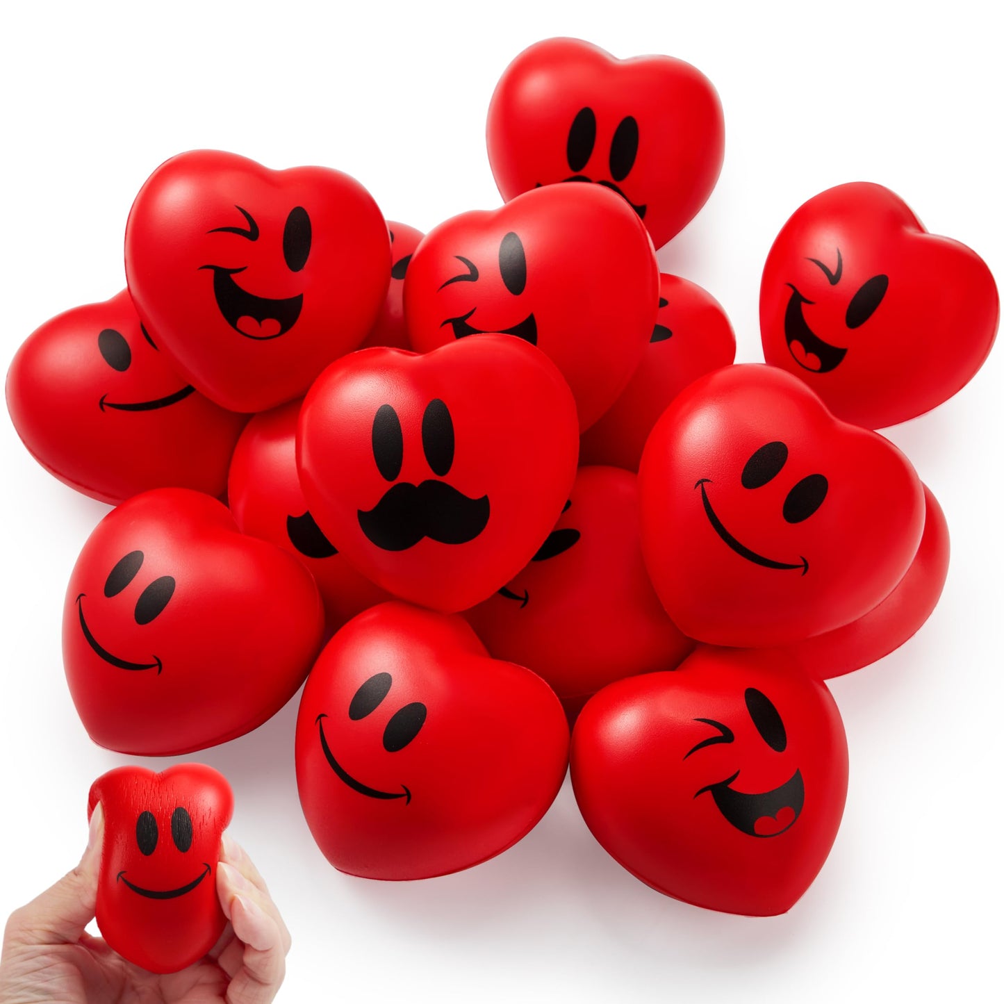 JOYIN 15 PCS Valentines Day Heart Shaped Stress Relief 3“ Balls for Kids Party Favors, School Classroom Exchange Prizes Gift