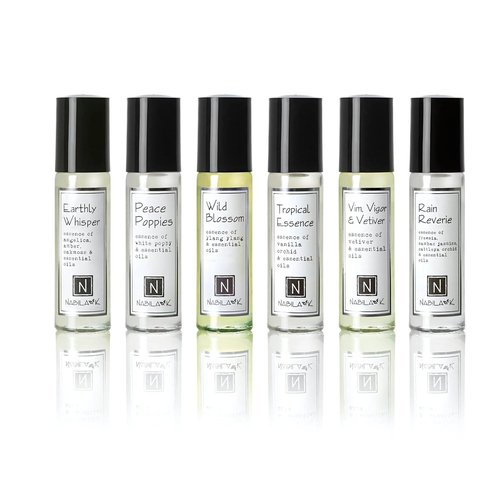 Nabila K Roll-on Perfume (Set of 6) with Essential Oils Alcohol-Free, All-Natural, Organic, Long-Lasting Fragrance - Travel-Size Perfume for Women - TSA Approved, 0.33 oz / 10 ml