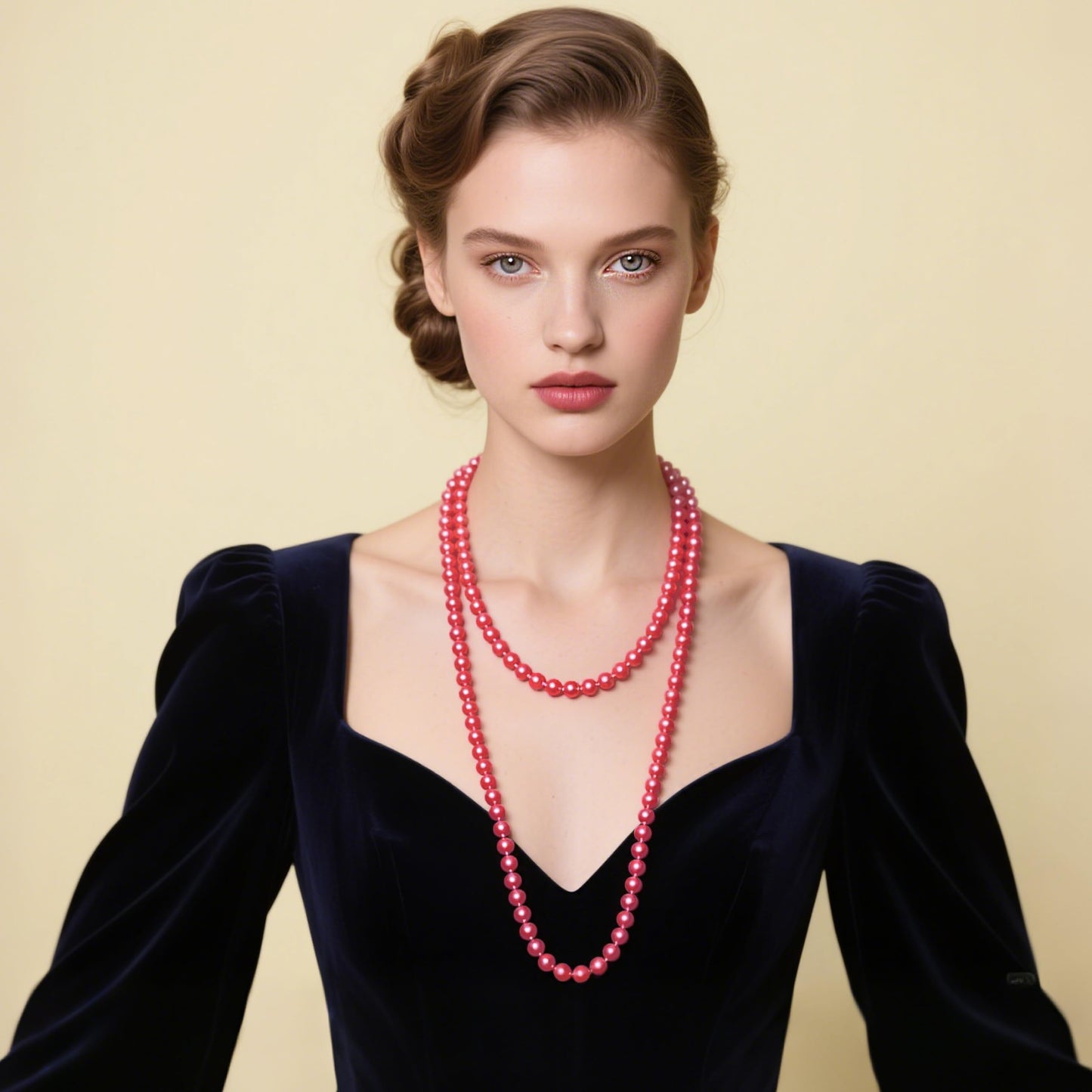 BABEYOND Long Pearl Necklace Faux Pearls Necklace Set Beaded Long Pearls Necklace 1920s Gatsby Costume Jewelry (Wine red)