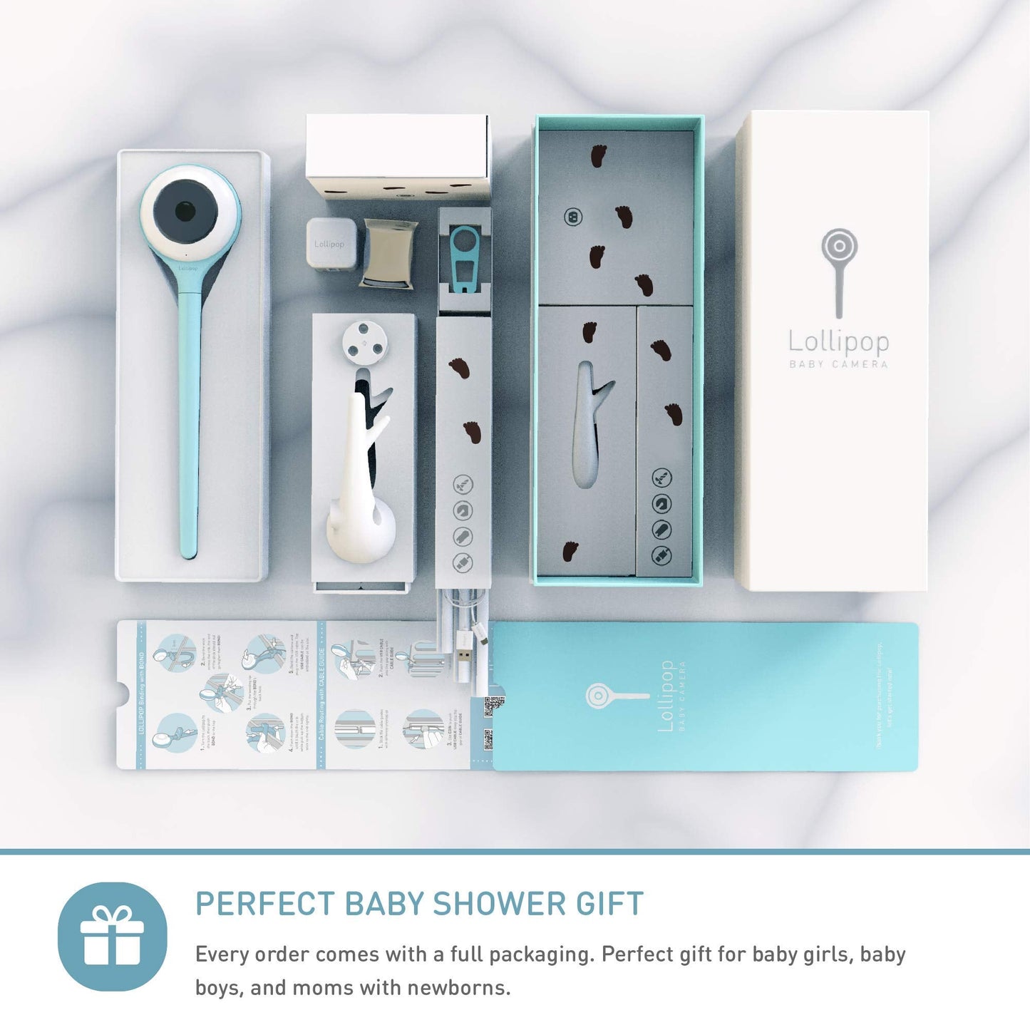 Lollipop Baby Monitor (Pistachio) - Full-Featured Smart Wi-Fi Camera of True Crying Detection with Extra in-App Plan of Breathing Monitoring/Sleep Tracking-Accessories Free/7 Days Trial Period