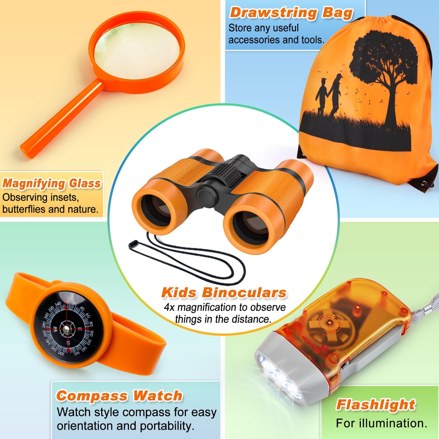 YOPINSAND Kids Explorer Kit & Bug Catcher Kit, Camping Gear for Kids, Outdoor Exploration Set with Backpack & Binoculars, Ideal Outdoor Adventure Toys for Boys Girls 3-12