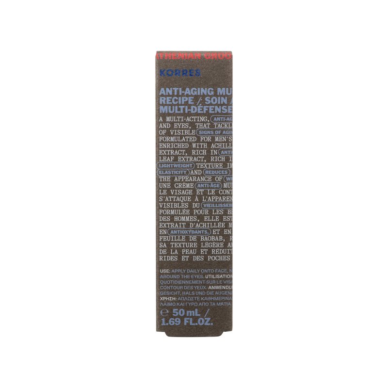 KORRES Athenian Grooming Anti-Ageing Face & Eye Cream with Achillea Millefolium & Baobab Leaf Extracts, Reduces Fine Lines, Smooths Wrinkles & Puffiness, Vegan, For Men, 1.69 fl oz