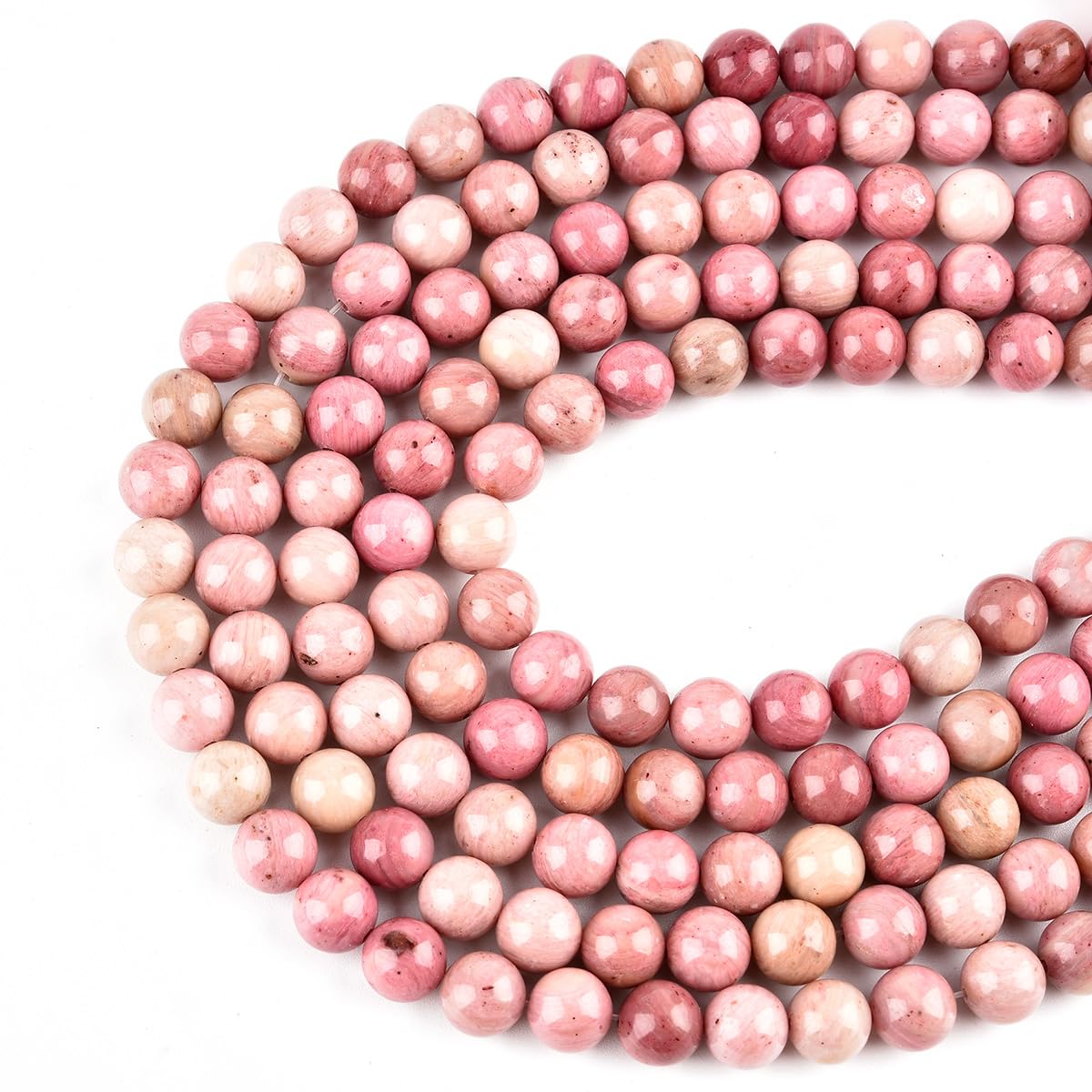 LIFAVOVY Genuine Rhodochrosite Beads for Jewelry Making Gemstone Semi Precious Stone Round 10mm Strand 15in(36-38pcs)