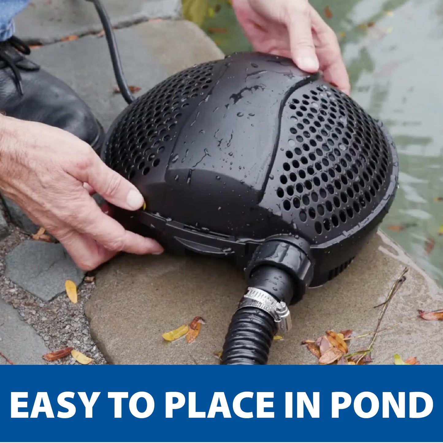 The Pond Guy SolidFlo G2 Submersible Pump for Small Ponds, Water Gardens & Waterfalls, Quiet, Durable, and Efficient Flow, Easy DIY Setup, 1250 GPH