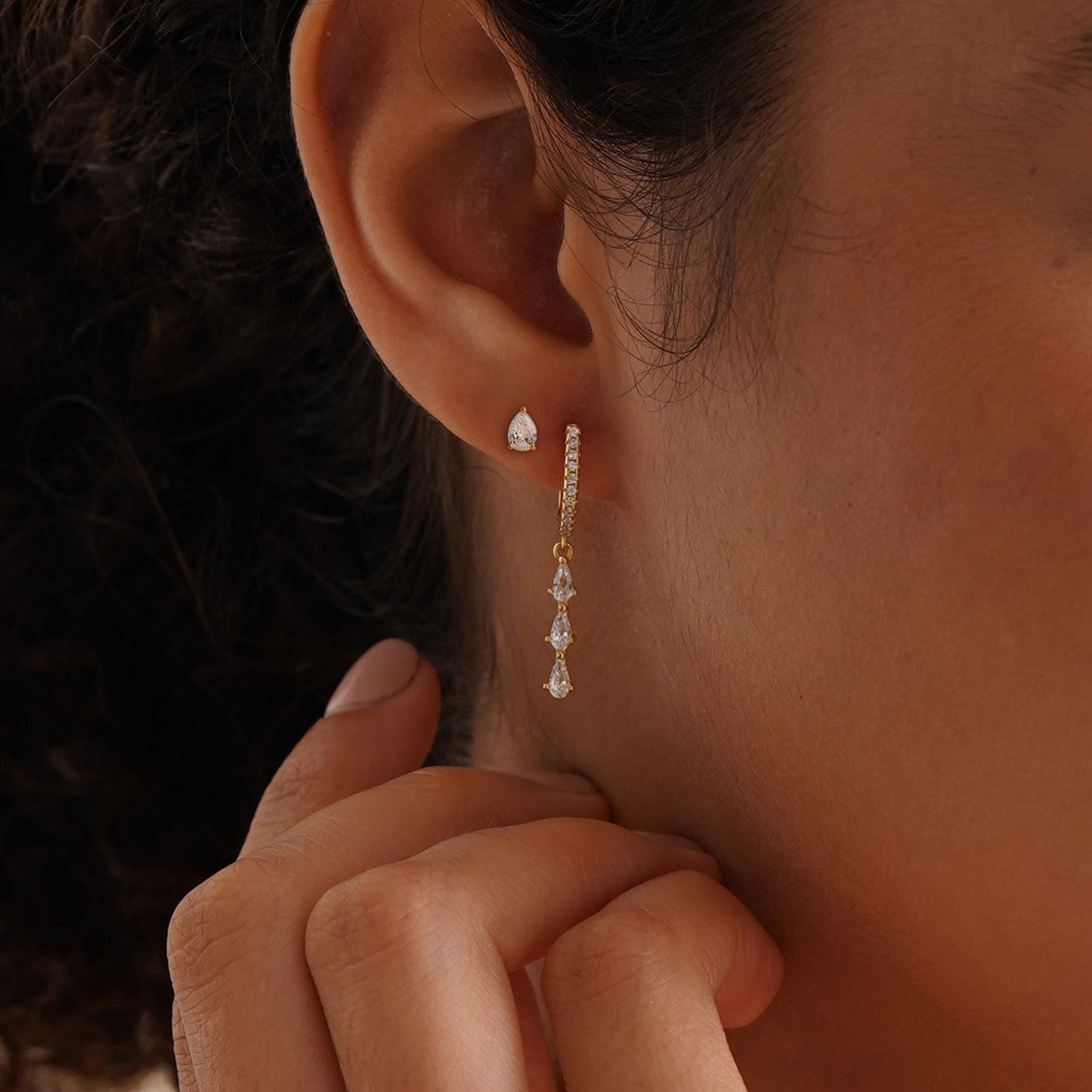 Treasure Bender Huggie Gold Hoop Earrings for Women 14k Gold Plated Diamond Stud Earrings Hypoallergenic Cubic Zirconia Cartilage Flat Back Earring Drop Dangle Earrings Set Jewelry for Women Gift