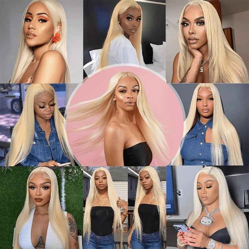 Fabimiya 18 20 22 Inch Bundles Human Hair Blonde 613# Straight Wave Human Hair Bundles Unprocessed Soft Sewn In Hair with Double Weft for Black Women