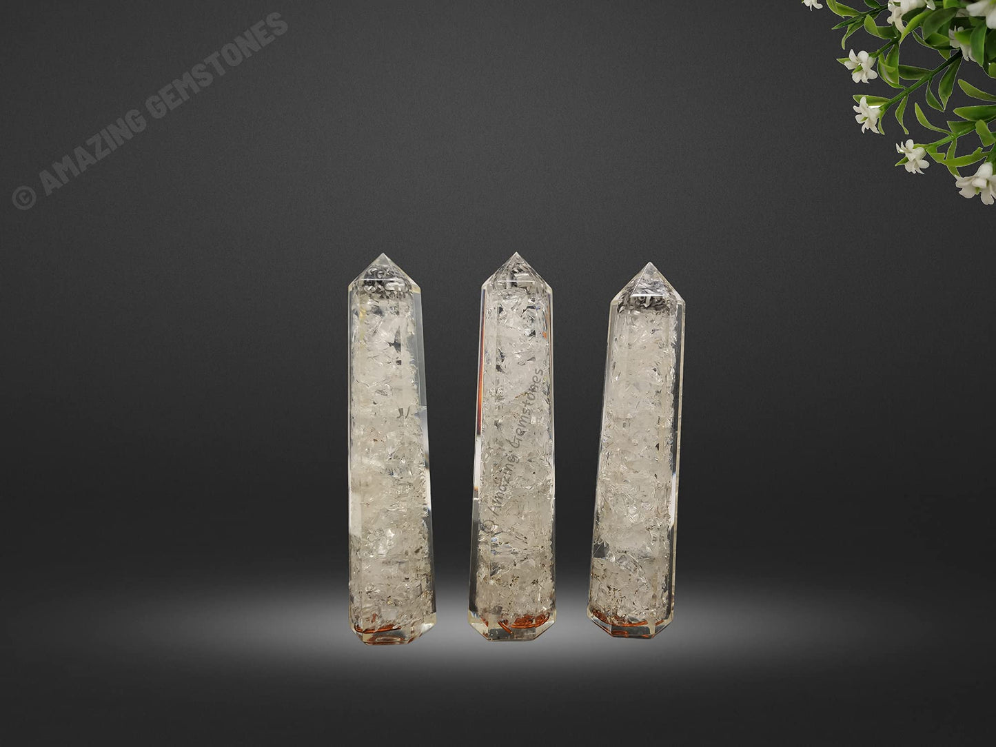 Amazing Gemstone Clear Quartz Crystal Orgonite Towers - Natural Healing Crystal Point Obelisk for Reiki Healing and Crystal Grid (4.5 Inch to 5 Inch, Pack of 1)