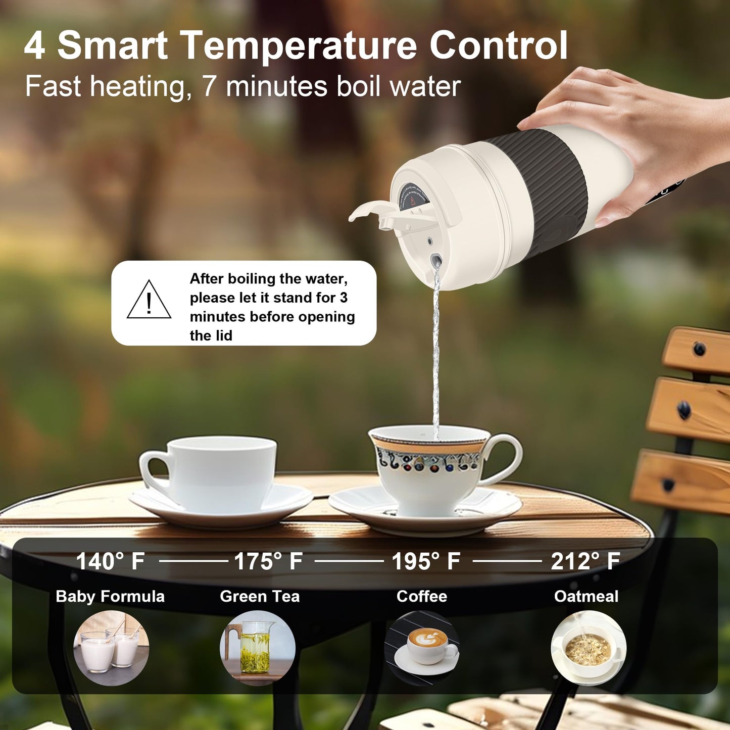 Portable Travel Kettle, Hot Water Kettle Electric, Small Tea Kettle for Boiling Water with 4 Temperature Settings, 304 Stainless Steel Mini Kettle with Auto Shut-Off and Boil Dry Protection(350ML)