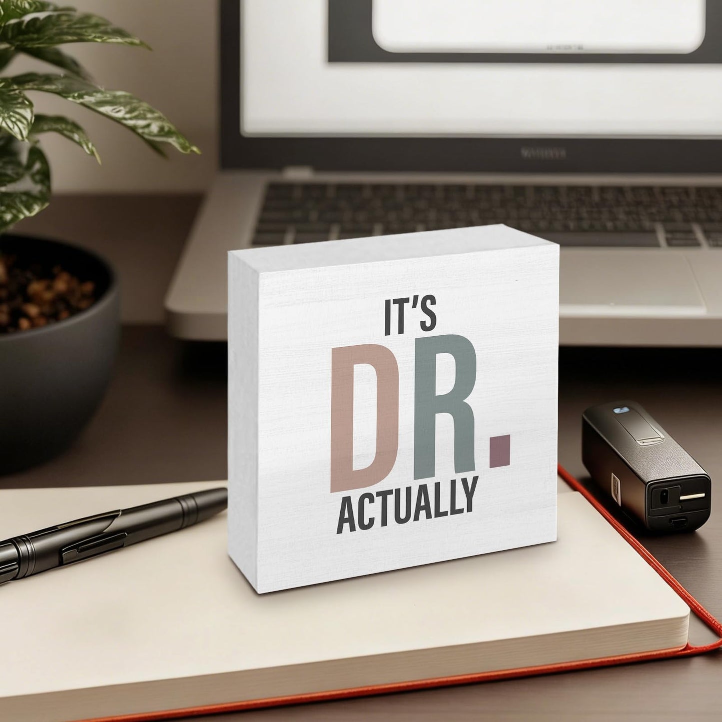 GWOKPAAI DR Gifts Wooden Box Signs Desk Decor, Doctor Gifts for Women Men, It's Dr. Actually Wooden Signs Desk Decorations for Medical Office Workplace Home Bedroom Tabletop Shelf Wall, 5x5in