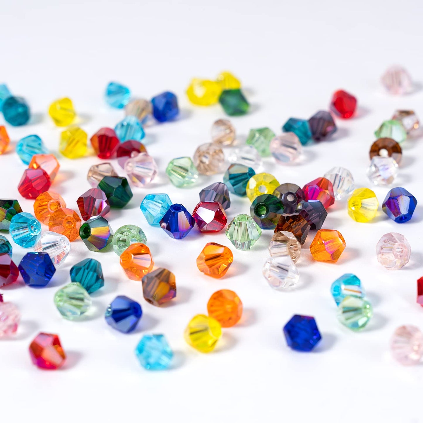 MissAudrey 450pcs Bicone Crystal Beads 8mm Bicone Glass Beads for Jewelry Making Faceted Crystal Glass Beads AB Colors for DIY Bracelets Necklaces Earrings Suncatcher Crafts