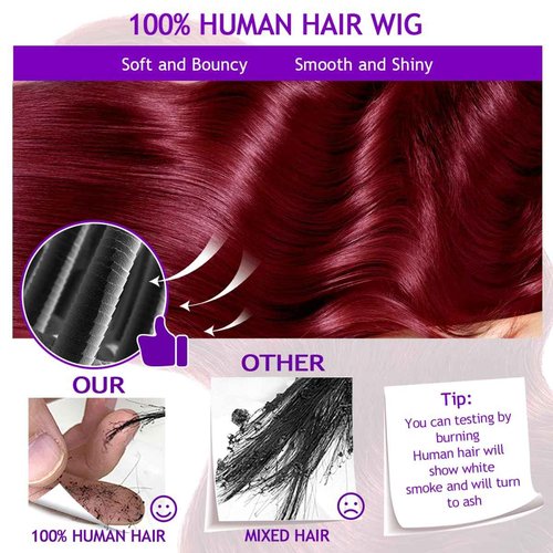 Diwionte 99J Burgundy Lace Front Wigs Human Hair Body Wave 13x6 HD Transparent Lace Front Wigs Human Hair Pre Plucked with Baby 99j Red Wine Glueless Human Hair Wigs for Women 26 Inch