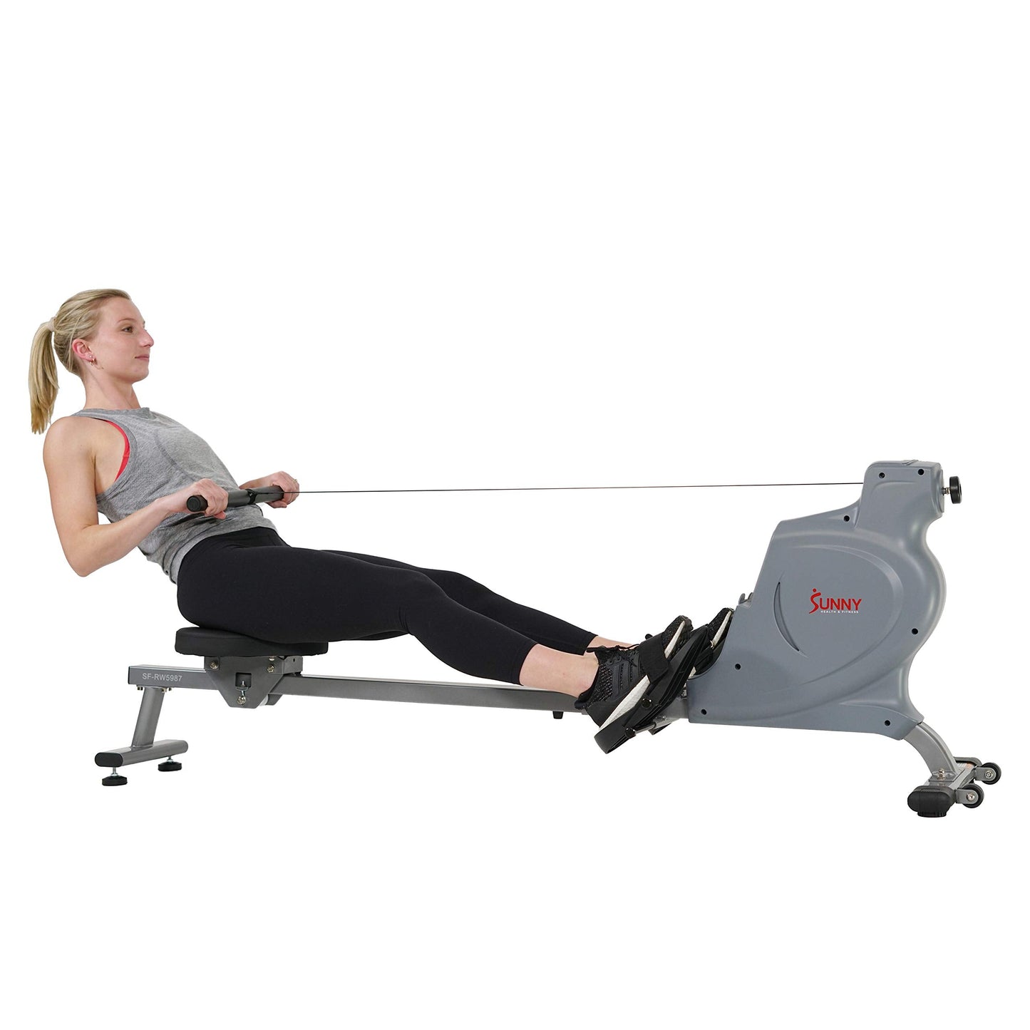 Sunny Health & Fitness Silent Magnetic Rowing Machine with 16 Level Resistance – Home Rower Designed for Low-Impact Full-Body Workouts and Users up to 220 LB - SF-RW5987