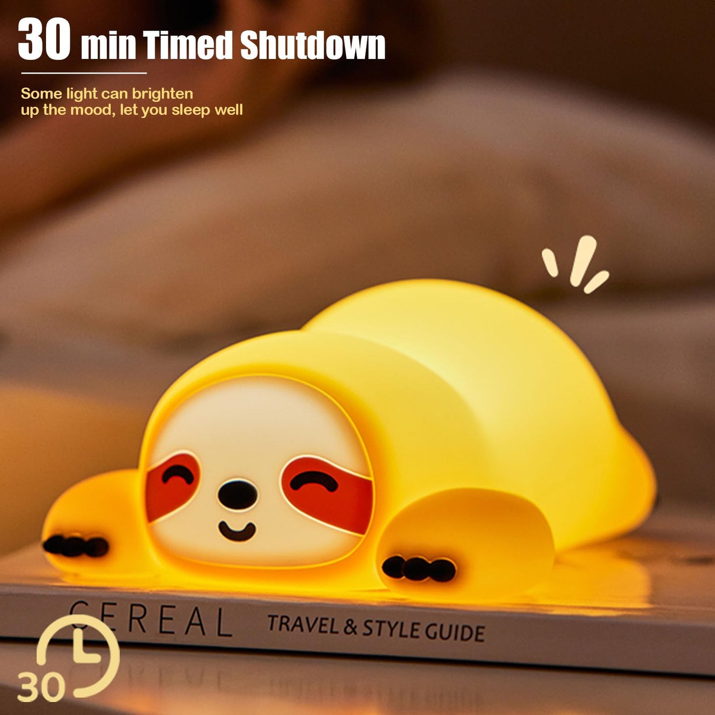 KidoYean Cute Sloth Night Light, Squishy Sloth Novelty Animal Lamp, 3 Level Dimmable Nursery Nightlight with Timer, Food Grade Silicone Touch Night Light Fun Gifts for Kids Boys Girls Baby