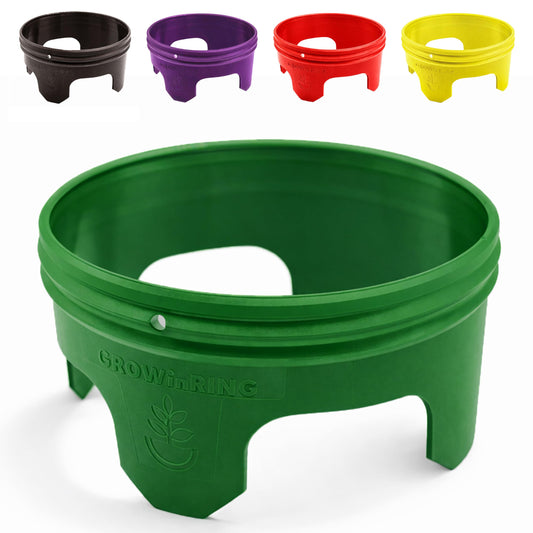 7 inch Solid Planting Grow Rings | 6 Pack Green | One-Piece Design for Deep Root Watering Veggies, Herbs & Flowers | Mulch & Soil Barrier | Deter Slugs and Cutworms | Heavy Duty | Made in USA