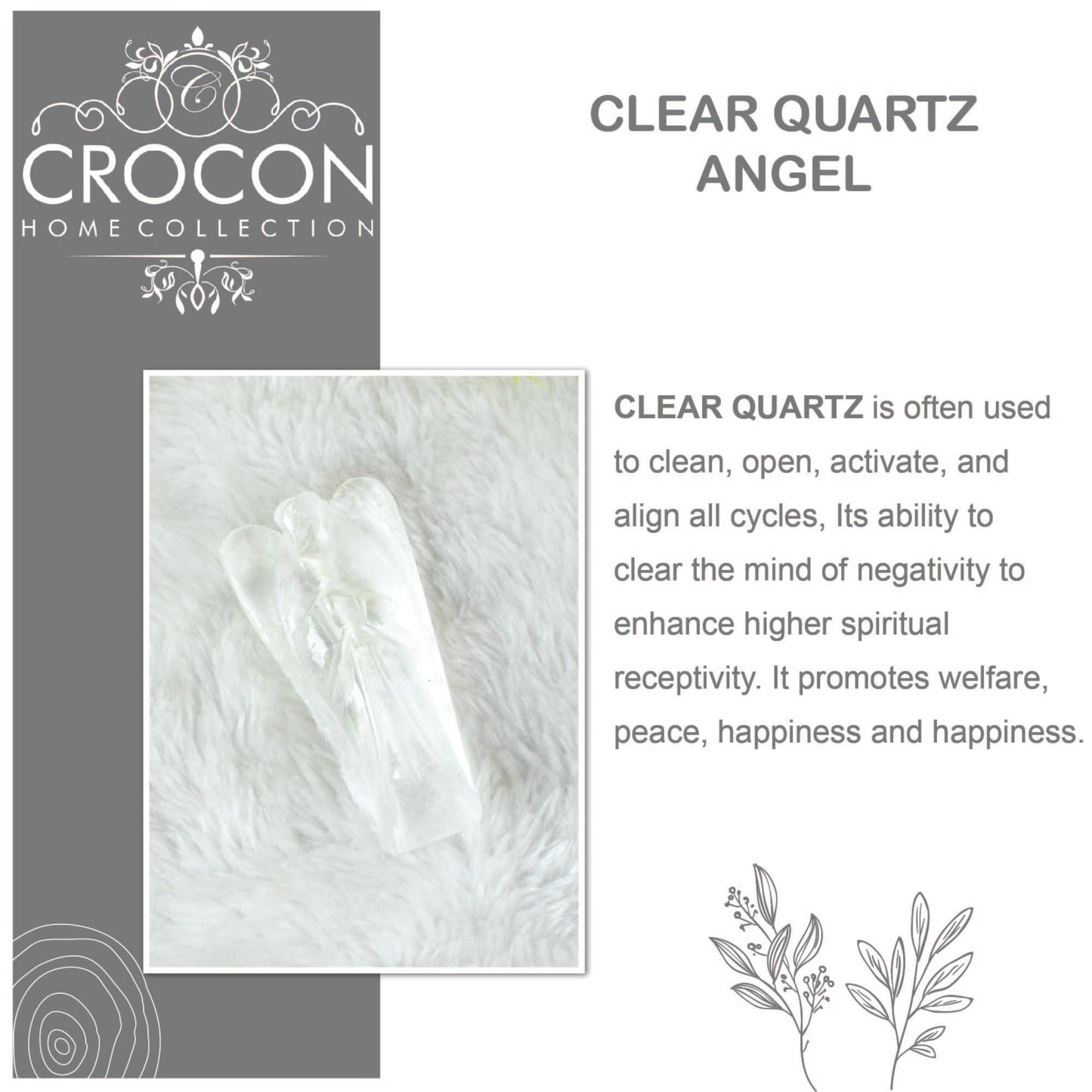 "Clear Quartz Gemstone Pocket Angel Healing Figurine, Hand Carved Guardian Angel - Crystals for Positive Energy, Handmade Mini Statue for Love, Peace & Healing, Natural Gemstone Healing Figurine"