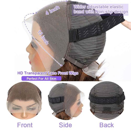 Chocolate Brown Body Wave Lace Front Wig Human Hair 180% Density 24 Inch 13x4 HD Lace Frontal Wigs Human Hair Glueless Human Hair Wigs for Black Women 4# Brown Human Hair Wig