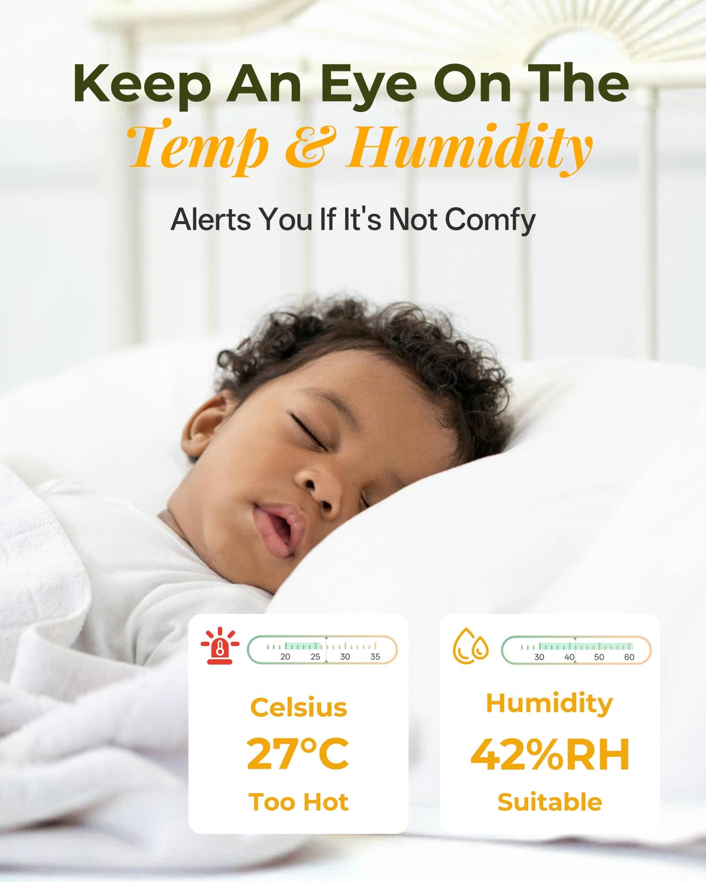 ARENTI Baby Monitor with 2 Cameras, Cry&Motion Detection, 2K Smart Baby Camera with 5'' Upgraded Wireless Display, 2 Way Audio, Super Night Vision, Lullabies, Breathing Light, Temp&Humidity Sensor