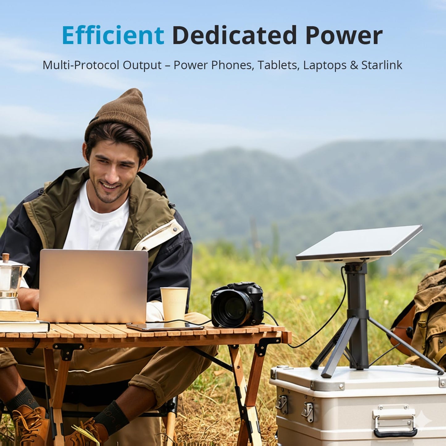 Elfcam - Portable 166Wh 45000mAh Battery Pack for Starlink Mini with Tripod Stand, IP67 Waterproof Power Bank, 6-Hour Runtime, USB-C Fast Charging & DC Output for Outdoor Camping Travel