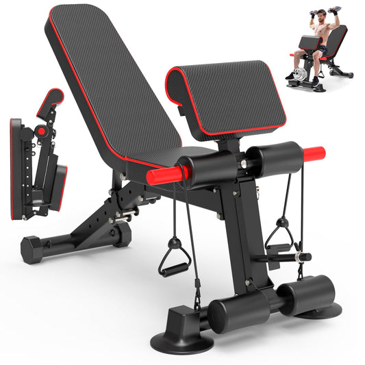 Adjustable Weight Bench - Utility workout Benches for Exercise, Free Installation Design for Portable Fitness Strength Training Equipment at Home Gym