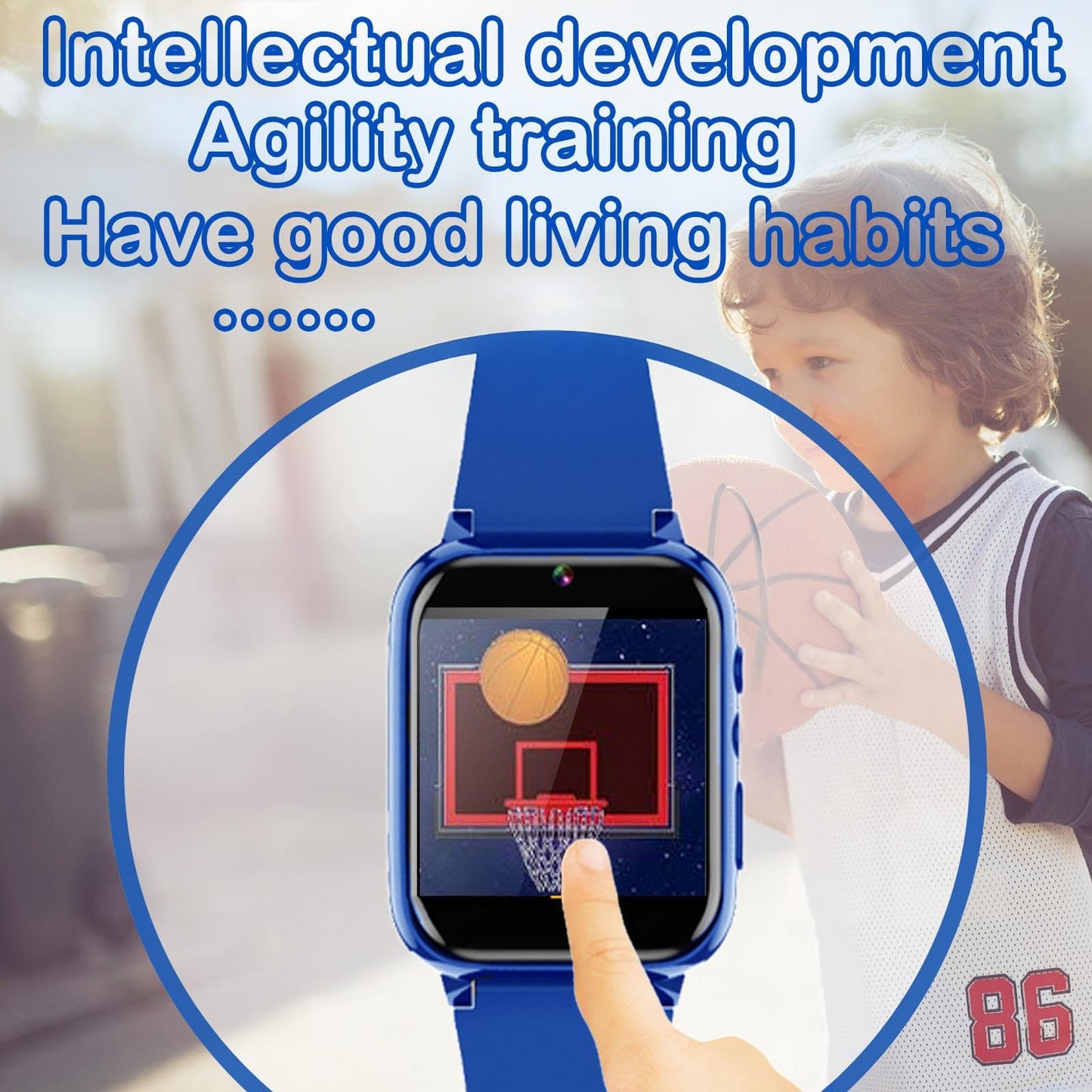 iCHOMKE Smart Watch for Kids, Girls Boys Smartwatch with 26 Games Camera Video Recorder and Player, Pedometer Calendar Flashlight, Audio Book etc.,Toys Gifts for 4-12 Years Children (Blue)