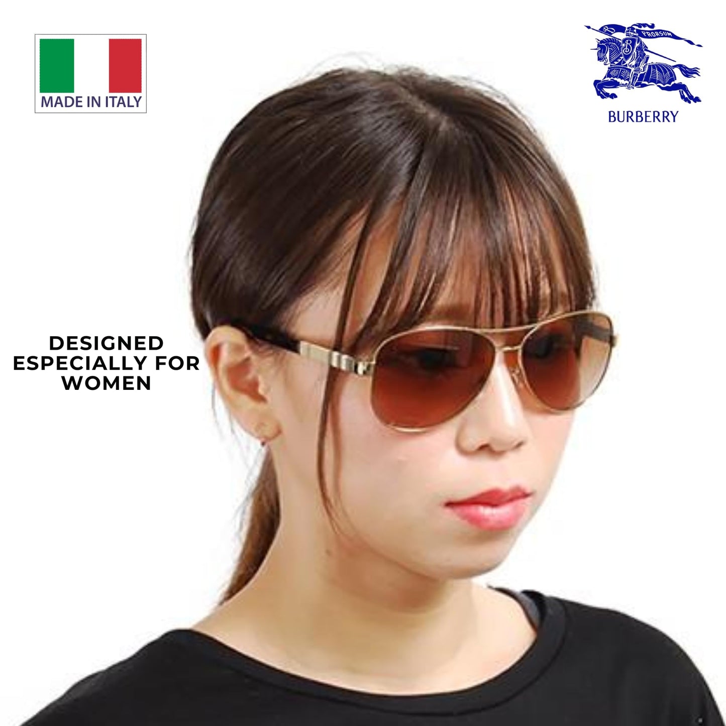 BURBERRY BE3080 Pilot Shape Steel Sunglasses with Luxury Eyewear Kit